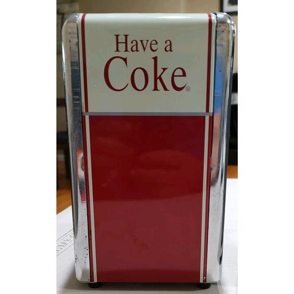 2 Vintage Coca Cola Coke Napkin Holder Dispenser 1992 Red Chrome 50s Diner Style - Picture 3 of 9